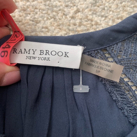 Ramy Brook Navy Blue Cinched Waist Tie Front Tunic Mini Dress. Size Small. - Picture 7 of 8